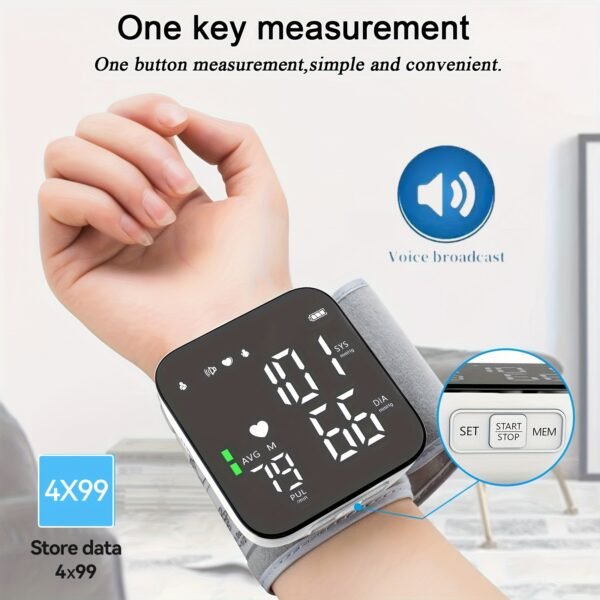 Wrist Blood Pressure Monitor – Automatic Digital BP Monitor with Adjustable Cuff, Large LCD Display, Pulse Rate & Irregular Heartbeat Detection, Portable Home Use Blood Pressure Machine for Seniors and Adults