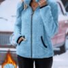 This Is a New Autumn and Winter Women's Fashionable Casual Jacket with a Contrasting Color, Plush Zipper and Pocket. It Is a Warm Long-sleeved, Comfortable and Versatile Coat for Women