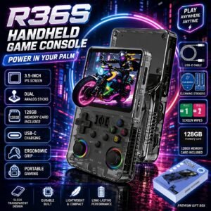 Retro R36S Handheld Game Console, 128GB Portable Game Console, 3.5-Inch HD Gaming Console, Long Battery Life, Dual Analog Sticks, Stable Gameplay, Perfect for Gaming Enthusiasts, Best Men's Birthday Gift Set, Five Colors Available