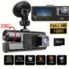1080P Triple Camera Dash Cam, Car Camera with IR Night Vision, 170° Wide Angle Car DVR Camera, 16GB/32GB TF Card Optional, Loop Recording, G-Sensor | 2-Inch IPS Screen Dual Lens Car Dashboard Video Cam, 24H Parking Mode, Christmas Gift