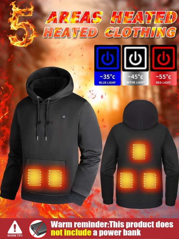 Men'S 5-Zone Heated Hooded Sweatshirt & Suit, Heated Coat, Heated Hoodie, Heated Vest Men, Mens Hoodies, Winter Coats For Men, Winter Gear, Heated Clothes, Heated Sweatshirt, Heating Coat, Winter Camping, Heating Vest, Heated Suit, Heating Clothes