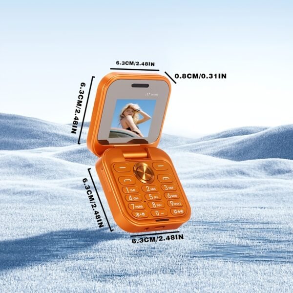 Mini Flip 2G Network Phone, New Xingyu Orange Color, Dual-SIM Dual-standby, Clear Calls, Back-side Flash Screen Reminder Function, 1000mAh Large Capacity, 72-hour Standby Time, Supports Multiple Languages/Bluetooth/music Playback/FM Radio Functions