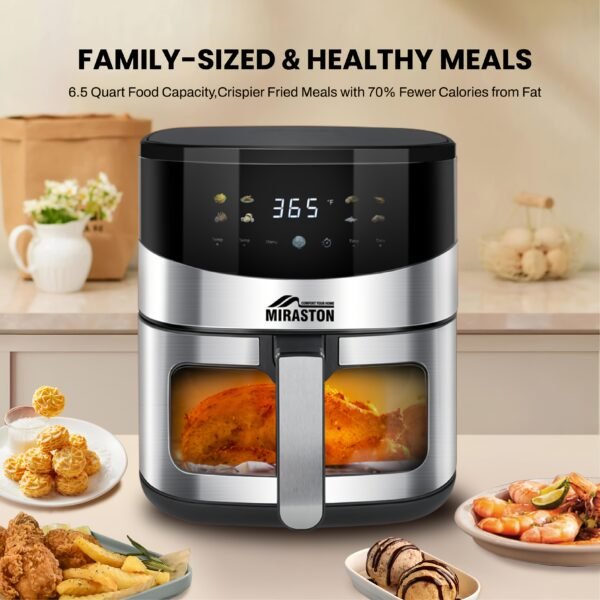 6.5QT/2.8QT Air Fryer, Smart Touch Screen with Color Icons And Viewable Windows, 8 Presets Recipes & Manual Adjustments for Quick Easy Meals, Dishwasher-Safe, for Family, Party, Kitchen Accessories, Toaster Oven, Deep Fryer, Multifunctional Cooker