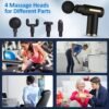 Portable Digital Fascia Gun With 4 Interchangeable Massage Heads, 6-Speed Deep Tissue Muscle Massager, USB Rechargeable, - Ideal Gift For Father'S Day And Valentine'S Day, Mini Massage Gun