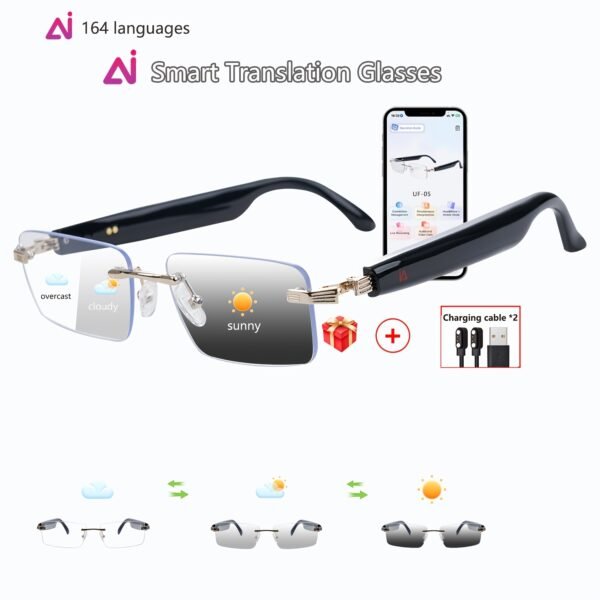 AI Smart Glasses, Smart Glasses With 160 Languages Real Time Translation Support, Chat GPT System, Hvesbsfsy New Multi-functional Audio Glasses For Men And Women, Built-in Microphone And Speaker, HD Voice Calls And HIFI Music Quality