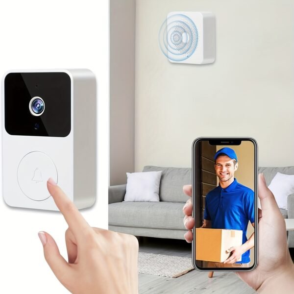Wireless Video Doorbell with Two-Way Communication, Wi-Fi Connectivity, High Definition, Night Vision Capabilities, Remote Control Via App, Easy Setup, And HD Cameras for Home Security