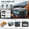 Portable Lunch Box - Dual Voltage Food Warmer (DC12-24V Car/AC120V Home) Equipped with Food Partition 54.1oz Lunch Box And Insulation Bag | 20Minutes Quick Heating, Suitable for Office And Business Travel, for Chrismas Gifts