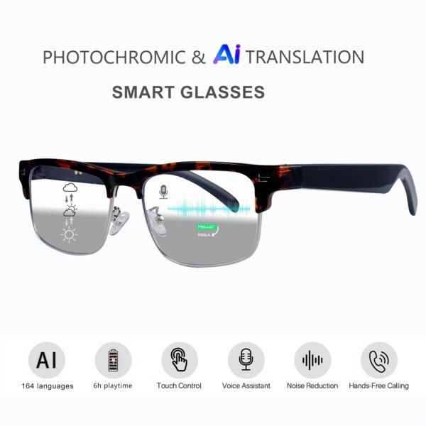 AI Smart Glasses, Smart Glasses With 160 Languages Real Time Translation Support, Chat GPT System, Hvesbsfsy New Multi-functional Audio Glasses For Men And Women, Built-in Microphone And Speaker, HD Voice Calls And HIFI Music Quality