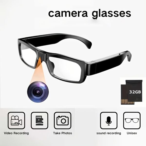 1pc Smart Glasses with Camera, 1080P HD Camera, Digital Video Recorder Camcorder Eye Protection DV Camera Glasses Video Glasses, Recording Portable Camera Ultra Clear Camera Glasses with 32/64GB Memory Card, Long-lasting Battery Life, USB Interface