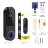 1440P Wireless Smart Doorbell, WiFi Camera, Night Vision Function, Artificial Intelligence Snapshot, Rechargeable Battery, Photo And Video Taking, Two-way Intercom, Local Storage