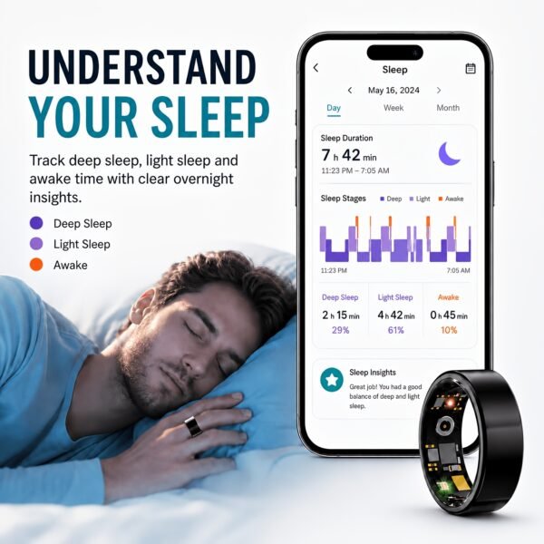 product-fancy-8ab26c21-07a3-4fb1-8621-56b90739e0f6 Smart Ring for Women & Men, Sleep and Fitness Tracker with Step, Distance and Calorie Monitoring, Exercise Records, Remote Camera Control, IP68 Waterproof Activity Ring, Compatible with iOS & Android