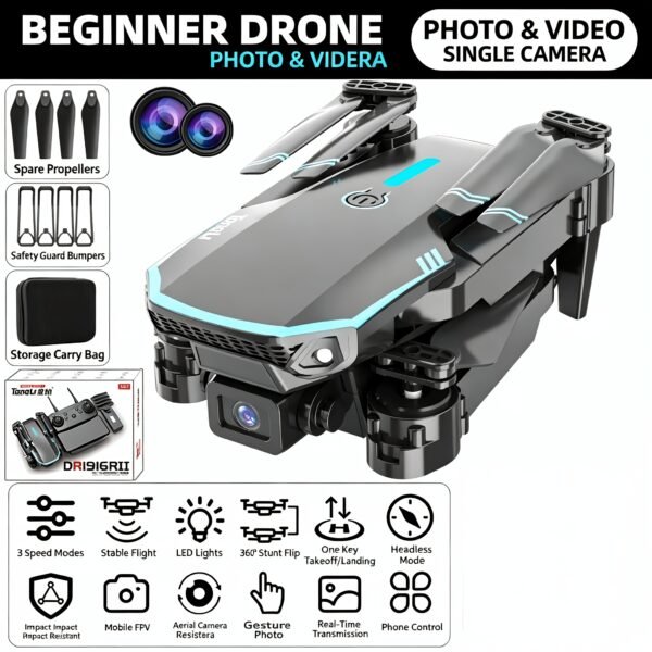 TONG LI Remote Control Airplane for Adults, Portable Foldable Quadcopter Drone, No Camera/Single Camera/Dual Camera Options, Gift, HD Aerial Photography, Headless Mode, 3D Flips, Electronic Gyro Stabilization, Gesture Selfie, Waypoint Flight, One-Key