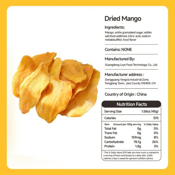 Dried Fruit Snacks, 4 Bags Dried Mango Slices, Sweet Tangy Chewy Mango Fruit Snacks for Office Snacks, Lunch Box, Tea Time, Back to School, Halloween Party Bowls And Christmas Gift Bags