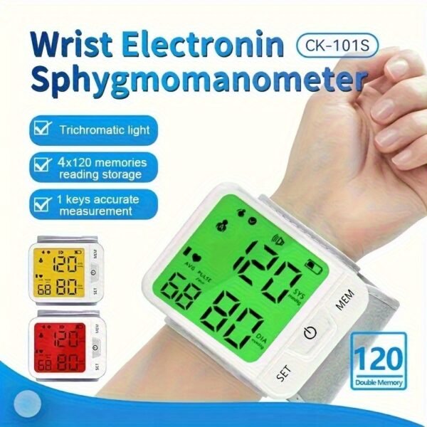Wrist Blood Pressure Monitor – Automatic Digital BP Monitor with Adjustable Cuff, Large LCD Display, Pulse Rate & Irregular Heartbeat Detection, Portable Home Use Blood Pressure Machine for Seniors and Adults