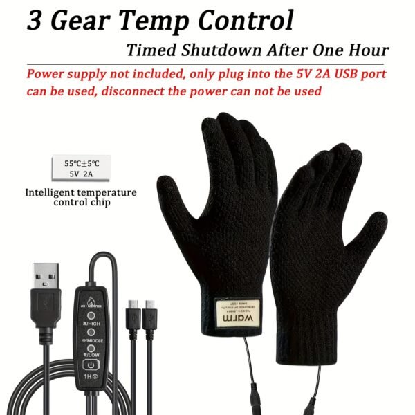 Intelligent Temperature-controlled Electric Heating Gloves, with Three-level Intelligent Temperature Adjustment, Double-sided Heating. It Features a Touch Screen Design and Is a Great Gift for Winter.