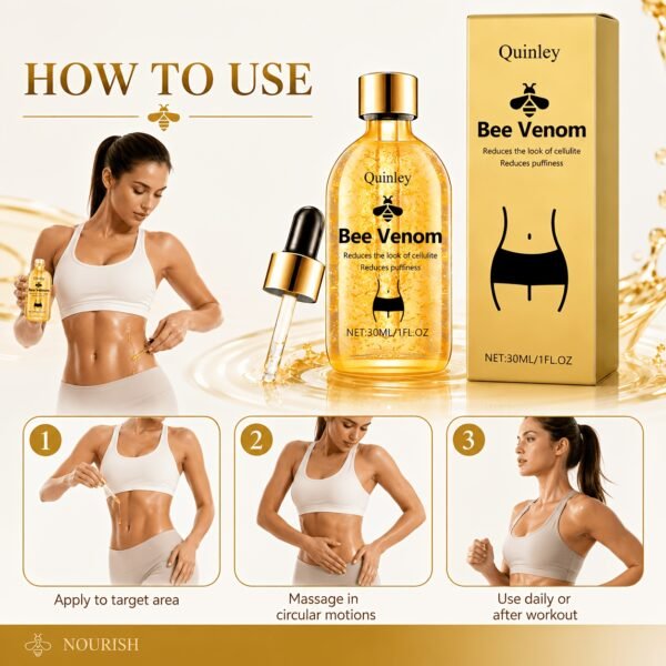 Bee Venom Body Firming Oil, Containing Rosemary Extract, Firming Cream with A Warming Effect, Body Sculpting Cream, Firming Care for The Body Contours, Hydrating& Tightening Body Massage Oil, Improving Skin Loose Aging, Accumulation Appearance