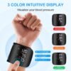 Automatic wrist blood pressure monitor, featuring an adjustable cuff, heart rate monitoring, irregular heartbeat alerts and a built-in rechargeable lithium battery. Suitable for blood pressure management in patients with hypertension.