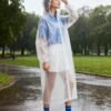 product-fancy-91e9910c-bfbb-4efd-89ff-9bede87ae71a 1pc White Thickened Transparent EVA Hooded Full-Body Raincoat, Portable Outdoor Rain Jacket Long Sleeve Jumpsuit Raincoat Adult Outdoor Riding Fashion Jumpsuit Raincoat Raincoat Adult Fashion Trench Coat Style Raincoat EVA