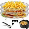 A Set of 8 Stainless Steel Air Fryer Dehydration Racks with Clips