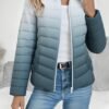 Women's Spring Slim-Fit Lightweight Warm Solid Color Jacket - Elegant, Stylish, and Versatile Beautiful Jacket - Stand Collar Zipper Long Sleeve - Casual Padded Polyester Fiber Cropped Coat - Seasonal Transition Jacket - High-Quality Classic Popular