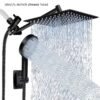 Shower Head, High Pressure Rainfall/Handheld Shower Combo With Extension Arm, 9 Settings, Anti-Leak Shower Head With Holder, Height/Angle Adjustable, Chrome, Matte Black