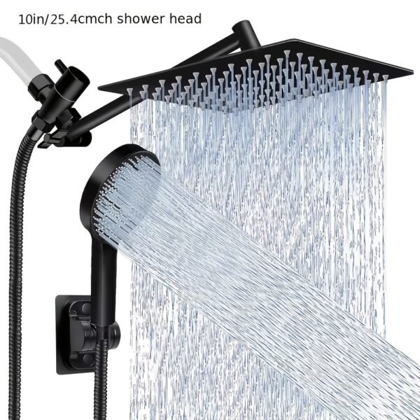 Shower Head, High Pressure Rainfall/Handheld Shower Combo With Extension Arm, 9 Settings, Anti-Leak Shower Head With Holder, Height/Angle Adjustable, Chrome, Matte Black