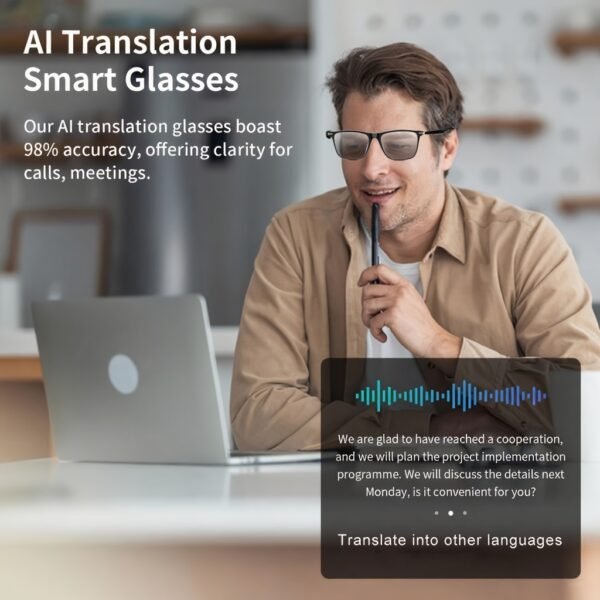 AI Smart Glasses, Smart Glasses With 160 Languages Real Time Translation Support, Chat GPT System, Hvesbsfsy New Multi-functional Audio Glasses For Men And Women, Built-in Microphone And Speaker, HD Voice Calls And HIFI Music Quality