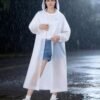 product-fancy-98b6b991-5b0f-47ae-87a5-dcf85ace31be-3 1pc White Thickened Transparent EVA Hooded Full-Body Raincoat, Portable Outdoor Rain Jacket Long Sleeve Jumpsuit Raincoat Adult Outdoor Riding Fashion Jumpsuit Raincoat Raincoat Adult Fashion Trench Coat Style Raincoat EVA