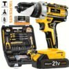 [21V Cordless Drill Set] 1/18/30/32/35/136/148pcs Electric Drill Tool Box Set | Rechargeable Cordless Drill Set with 2 Batteries, Cordless Drill Driver with Hand Tools, Screwdriver, Bit Set, And Tool Box for Home Repair, Gift for Men