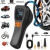 Portable Cordless Tire Inflator with Digital Gauge & LED Light, USB- Rechargeable Fast Air Compressor Suitable for Cars, Bikes, Motorcycles, Sports Equipment, USB- Air Pump for Car Tires, Tires, Emergency Inflation Device