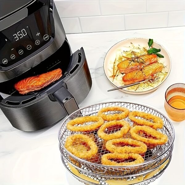 A Set of 8 Stainless Steel Air Fryer Dehydration Racks with Clips