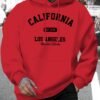 Men'S New Fashion United States Los Angeles California EST.1776 Letter Print Casual Sweatshirt Trendy Drawstring Hoodie Fall Winter Top Comfortable Versatile Long Sleeve Hooded Sweater