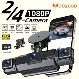 [FOXGOD] High-quality Vehicle Black Box with 5G Wifi, 4 Cahnnels& 2 Cahnnels FHD 1080P Dash Cam, 8 IR Lights, WDR, Car Driving Recorder with Multi-functional Rear Camera, Parking Monitor, G-sensor, Loop Recording, No Card/32g Card Optional