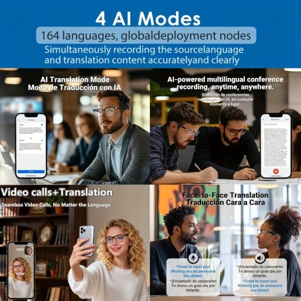 AI Smart Glasses, Smart Glasses With 160 Languages Real Time Translation Support, Chat GPT System, Hvesbsfsy New Multi-functional Audio Glasses For Men And Women, Built-in Microphone And Speaker, HD Voice Calls And HIFI Music Quality
