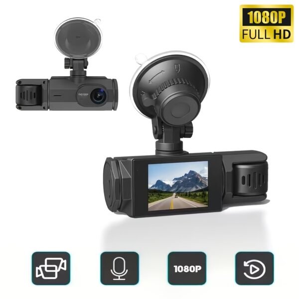 1080P HD Front And Cabin Dual-Camera Dash Cam, Equipped with 2-Inch IPS Screen, 170° Front Wide Angle And 140° Rear Wide Angle, ADAS Driving Assistance, G-Sensor, Loop Recording, Night Vision, 24-Hour Parking Mode - Sd Card Not Included