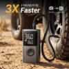 Portable Wireless Tire Inflator, 150PSI High-Pressure Air Compressor, 3x Faster Inflation, Digital Tire Pressure Display, 2000mAh X 2 High-Capacity Batteries, Auto-Stop When Full, Built-in LED Light, Multi-Function Inflation Nozzle