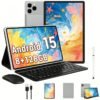 2 in 1 Android 15 Tablet Latest Tablets, 10.1 Inch Tablet 8GB RAM 128GB ROM, 2 in 1 Tablet with Keyboard, Case, Stylus, 8000Mah Long Battery Life, Tablet PC, 5G Wifi, 5MP 16MP Dual Camera, 1280 X 800 FHD IPS Screen, Tablet, Pad, Tablet, Pad
