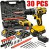 [21V Cordless Drill Set] 1/18/30/32/35/136/148pcs Electric Drill Tool Box Set | Rechargeable Cordless Drill Set with 2 Batteries, Cordless Drill Driver with Hand Tools, Screwdriver, Bit Set, And Tool Box for Home Repair, Gift for Men