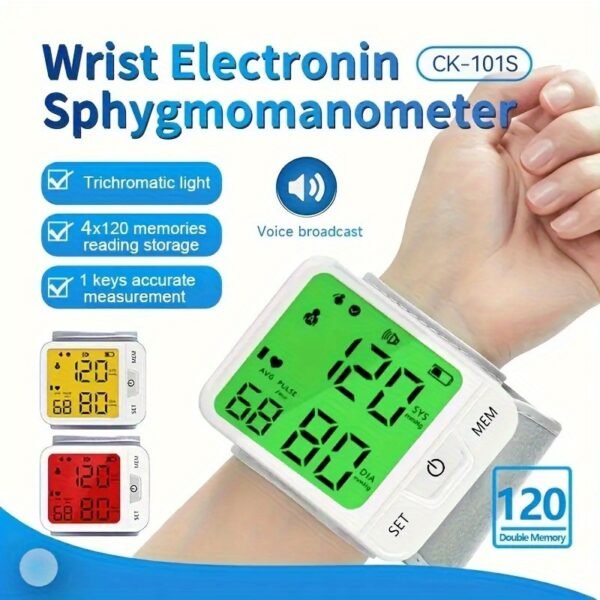 Wrist Blood Pressure Monitor – Automatic Digital BP Monitor with Adjustable Cuff, Large LCD Display, Pulse Rate & Irregular Heartbeat Detection, Portable Home Use Blood Pressure Machine for Seniors and Adults