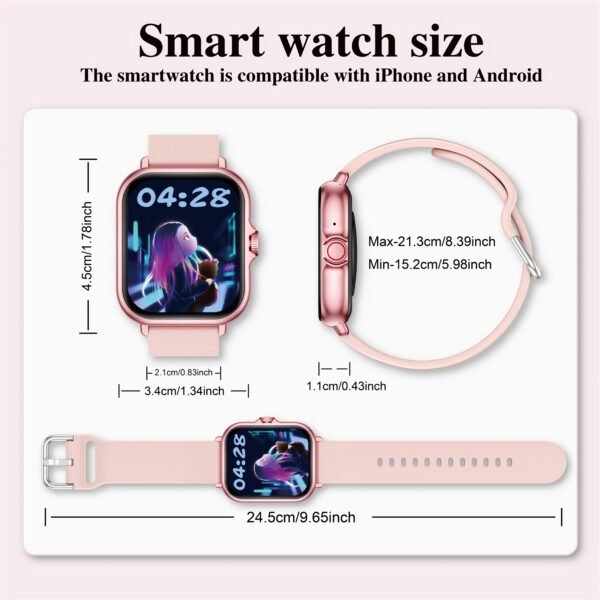 1.83-Inch Multifunctional Full Touch Screen Sports Smart Watch with Answer Make Call, Fitness Tracker, Voice Assistant, Remote Photography, Alarm Clock, Music Control, Information Alerts, Pedometer, Vibrant Display