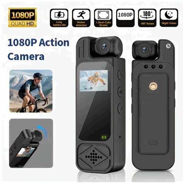 Intelligent Recording Device - 1080P High Definition Body Camera, Lens That Rotates 180 Degrees, Portable Handheld Camcorder, USB Rechargeable, Ideal Present for Celebrations And Anniversaries