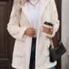 Solid Color Double-Sided Plush Zip-Up Hooded Cardigan Women's Casual Mid-Length Plush Coat for Autumn and Winter