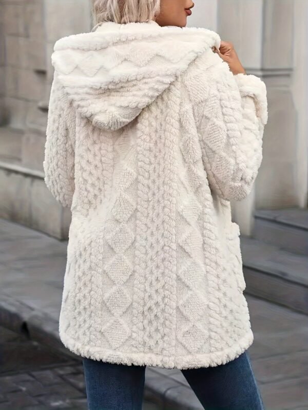 Solid Color Double-Sided Plush Zip-Up Hooded Cardigan Women's Casual Mid-Length Plush Coat for Autumn and Winter