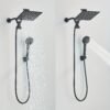 Shower Head, High Pressure Rainfall/Handheld Shower Combo With 15'' Extension Arm, 3 Settings, Anti-Leak Shower Head With Holder, Height/Angle Adjustable, Chrome, Matte Black