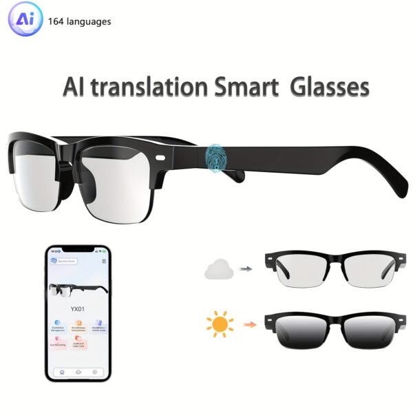 AI Smart Glasses, Smart Glasses With 160 Languages Real Time Translation Support, Chat GPT System, Hvesbsfsy New Multi-functional Audio Glasses For Men And Women, Built-in Microphone And Speaker, HD Voice Calls And HIFI Music Quality