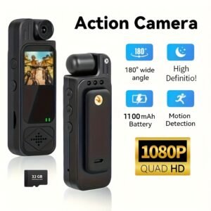 Intelligent Recording Device - 1080P High Definition Body Camera, Lens That Rotates 180 Degrees, Portable Handheld Camcorder, USB Rechargeable, Ideal Present for Celebrations And Anniversaries