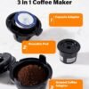 SHARDOR 3-In-1 Single-Serve Coffee Machine, K-Cup Coffee Maker Compatible with Ground Coffee & Teas, 6 to 14 Oz Brew Sizes, 40 Oz Removable Water Tank, Descaling Settings, Black