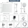 Shower Head, High Pressure Rainfall/Handheld Shower Combo With 15'' Extension Arm, 3 Settings, Anti-Leak Shower Head With Holder, Height/Angle Adjustable, Chrome, Matte Black