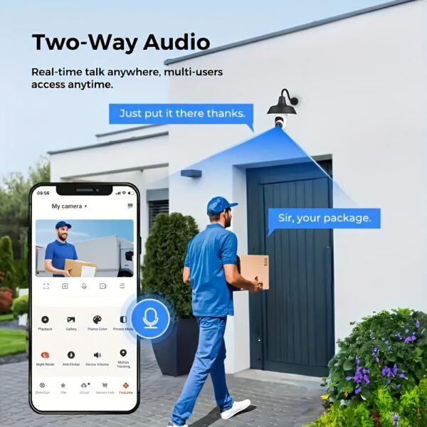 1/2pcs Smart WiFi Bulb /Outdoor, 1440P HD 360° Panoramic Surveillance, Motion Detection Alarm with Two-Way Talk, Night Vision, - Plug & Play Bulb for Home/Hospital/Store Monitoring (App-Control