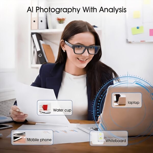 Budget Wearable AI Eyeglasses with Camera Flashlight, Instant Multi-Language Translation, Touch Control, Voice Assistant for Call, Music And Video Record